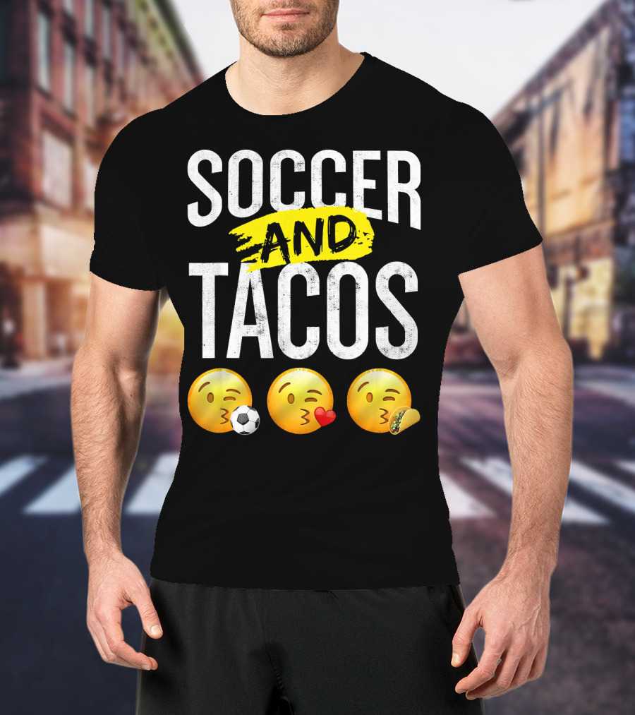 Soccer And Tacos Emoji Soccer Heart Tacos Emoji T-Shirt
