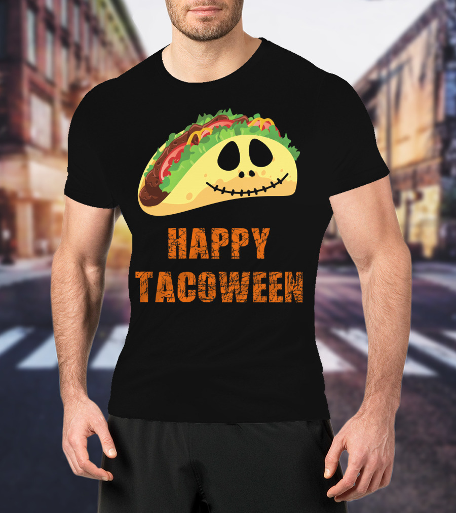 Happy Tacoween Halloween Taco Skeleton Face T-Shirt