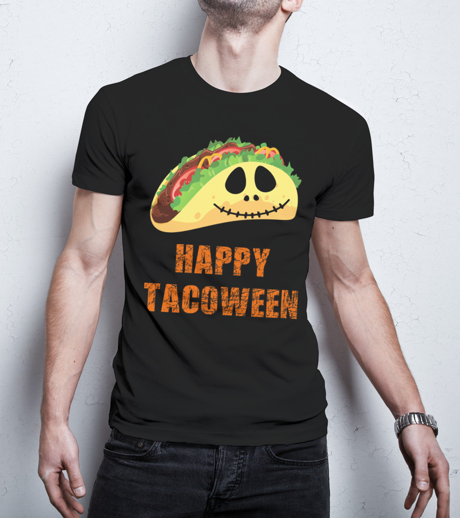 Happy Tacoween Halloween Taco Skeleton Face T-Shirt