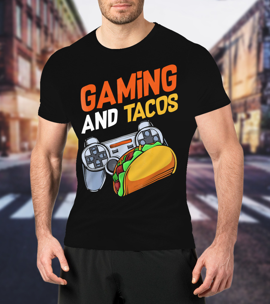 Gaming And Tacos Food Gaming Controller Fun T-Shirt