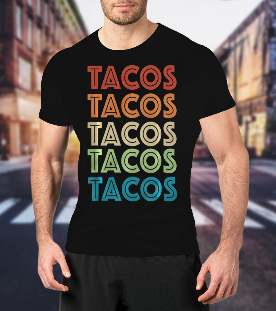 Vintage Tacos Cinco De Mayo Colorful Typography T-Shirt