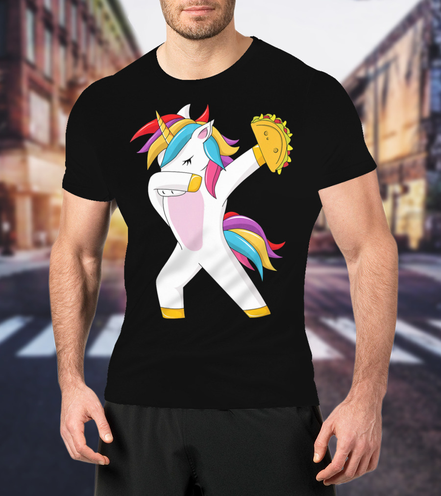 Taco Unicorn Dabbing Dab Funny Cinco De Mayo Rainbow T-Shirt