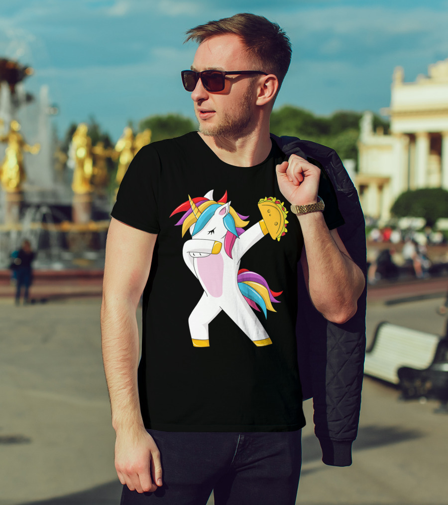 Taco Unicorn Dabbing Dab Funny Cinco De Mayo Rainbow T-Shirt