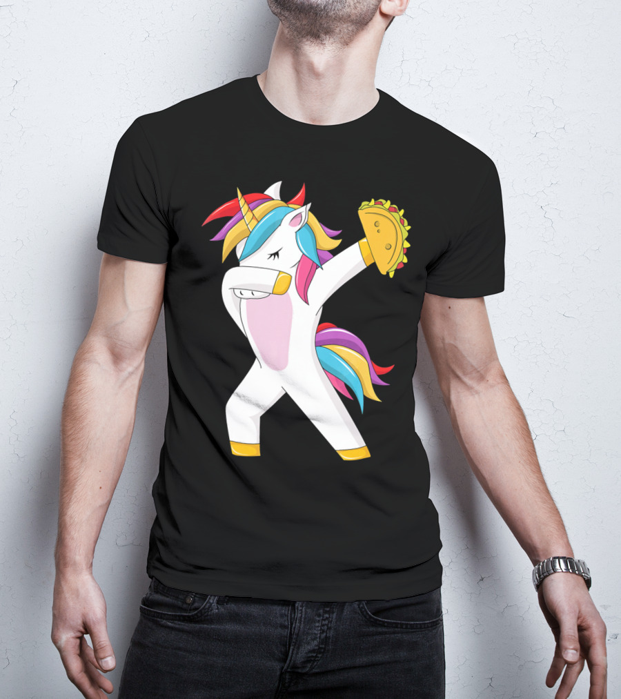 Taco Unicorn Dabbing Dab Funny Cinco De Mayo Rainbow T-Shirt