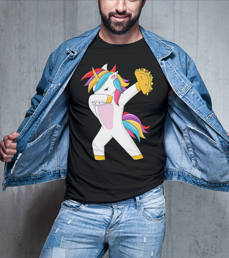 Taco Unicorn Dabbing Dab Funny Cinco De Mayo Rainbow T-Shirt