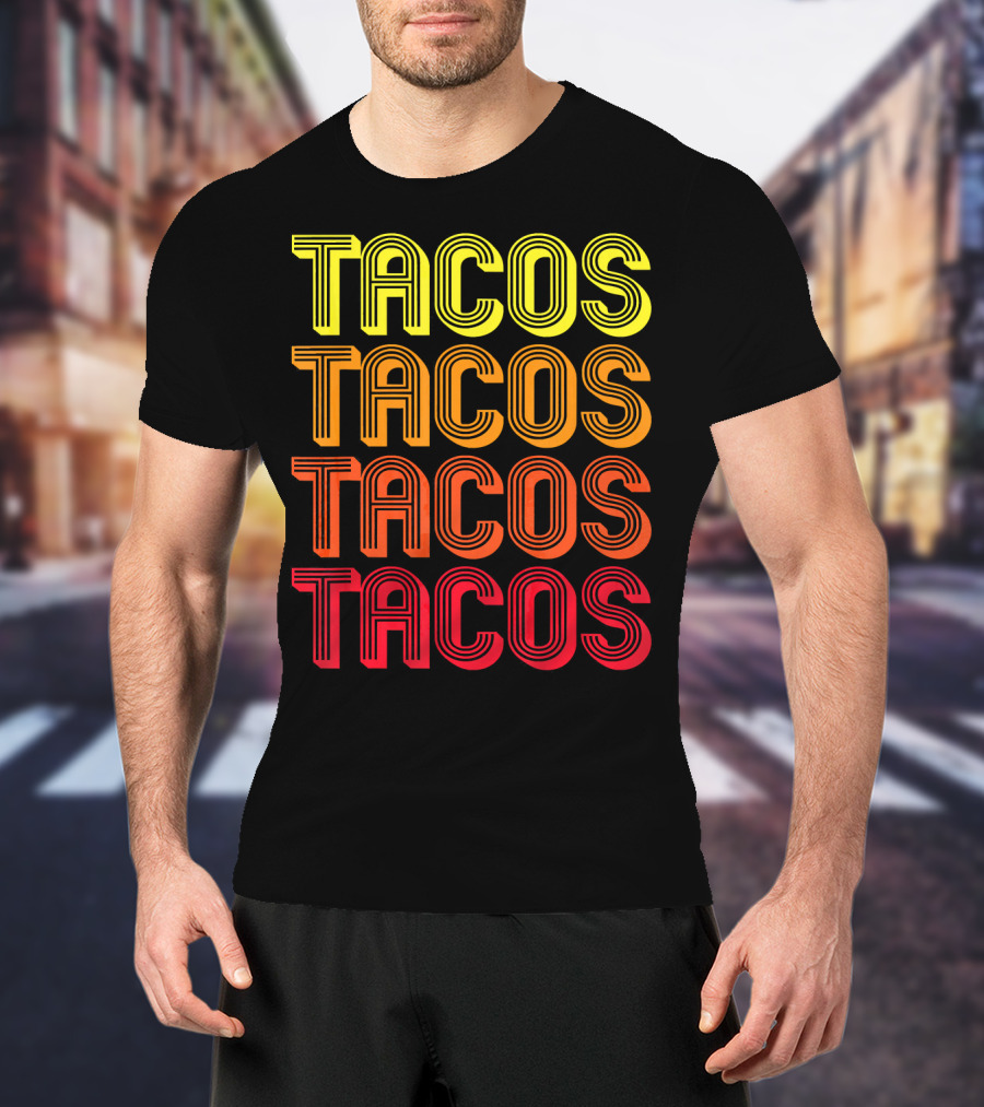 Vintage Tacos Guac Matching Set Funny Co Repeated Text Bold Gradient T-Shirt