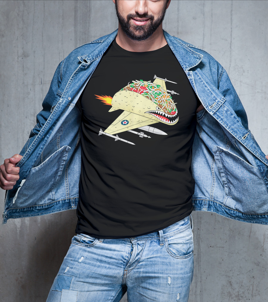 Taco Fighter Jet Air Force Military Shark T-Shirt