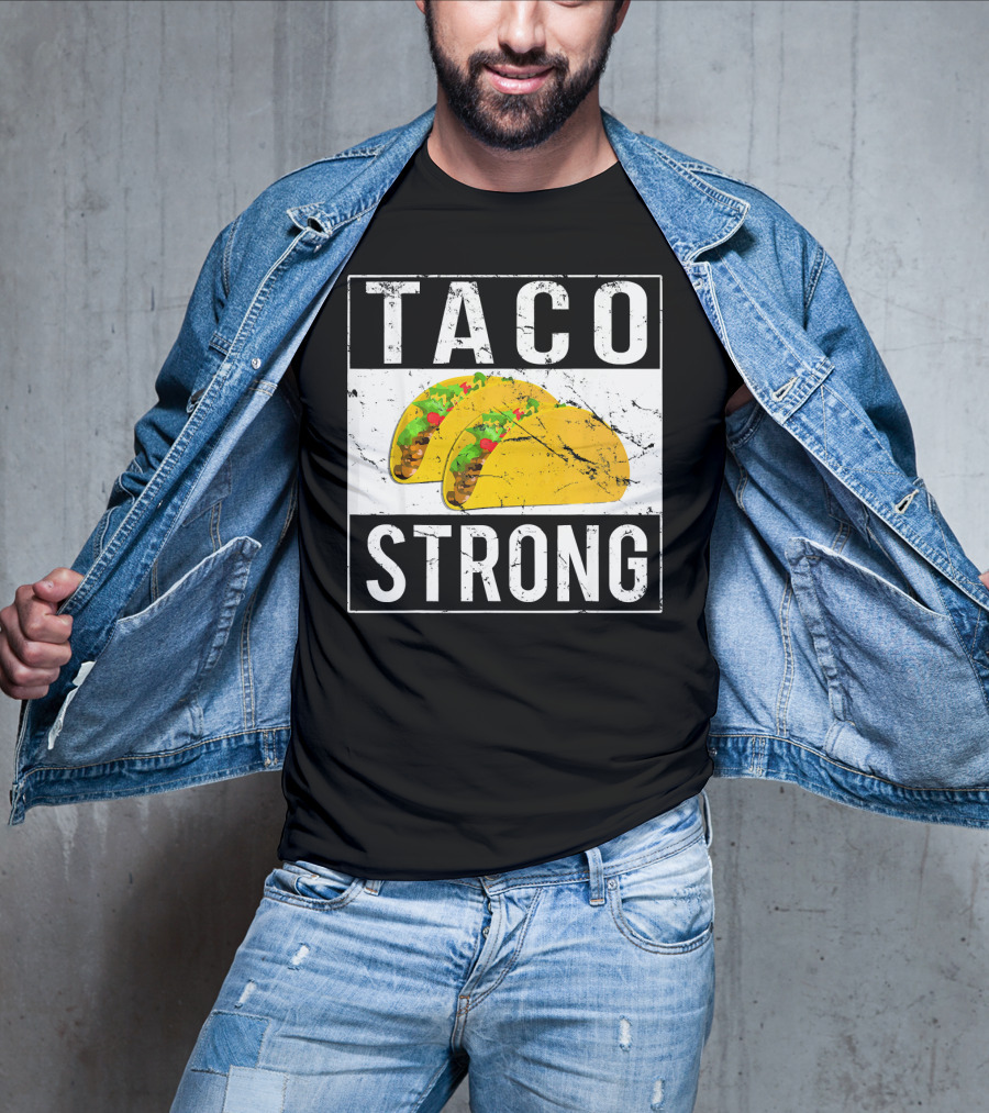 Taco Strong Bold Lettering With Yellow Tacos T-Shirt