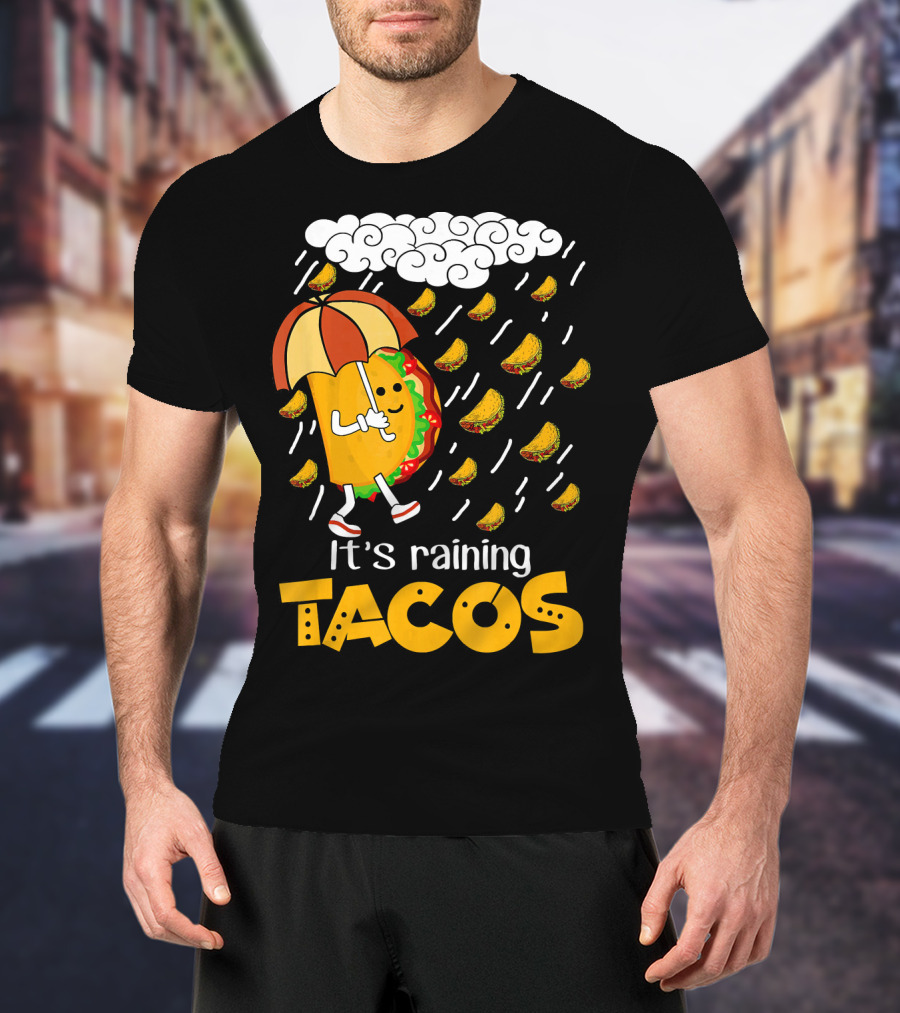It's Raining Tacos Playful Cartoon Fun T-Shirt