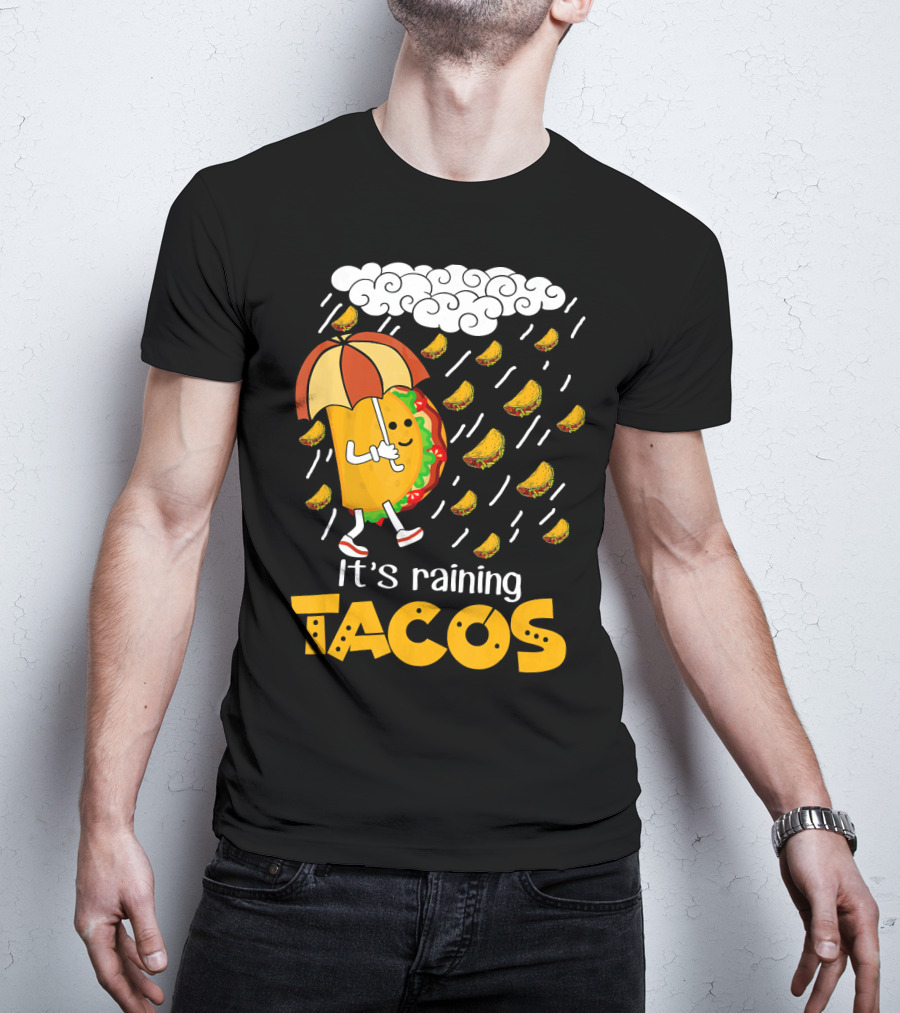 It's Raining Tacos Playful Cartoon Fun T-Shirt
