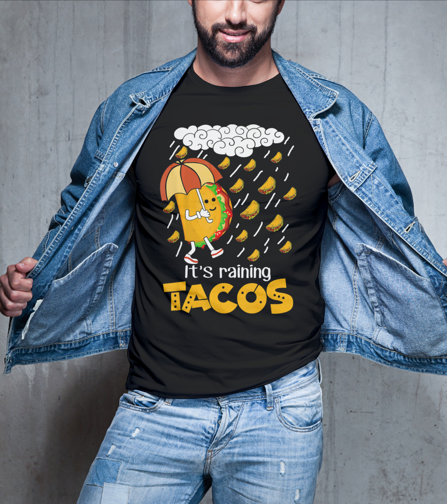 It's Raining Tacos Playful Cartoon Fun T-Shirt