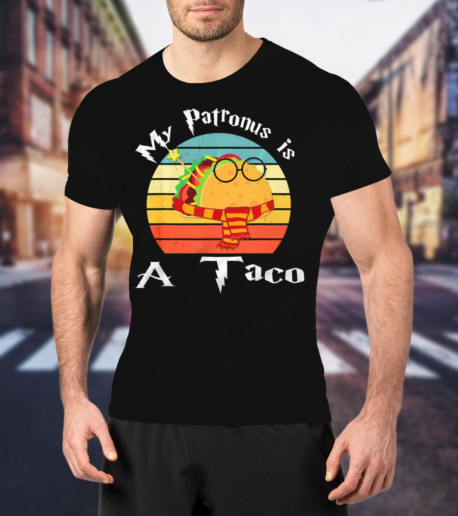My Patronus Is A Taco Vintage Retro Rainbow Wizardry Fiesta T-Shirt