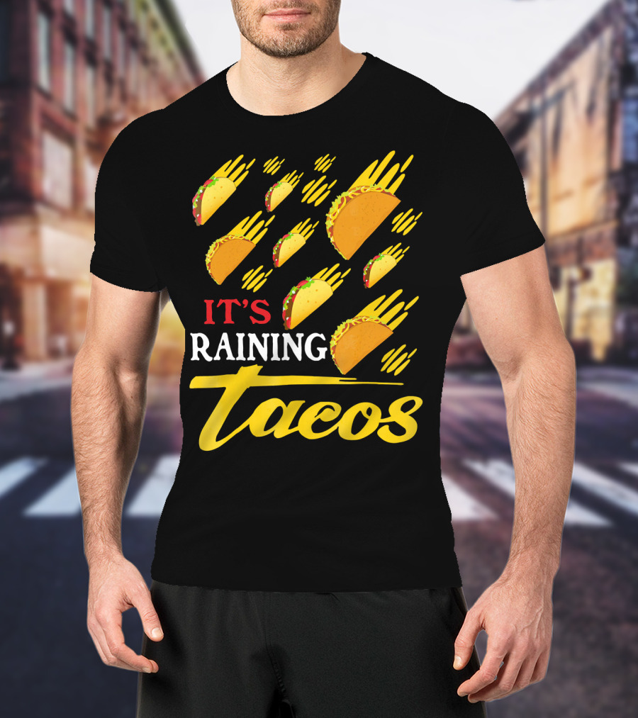 It's Raining Tacos Funny Cartoon Food Meme T-Shirt