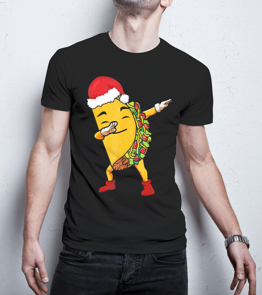 Funny Taco Santa Dabbing Christmas Matcher T-Shirt