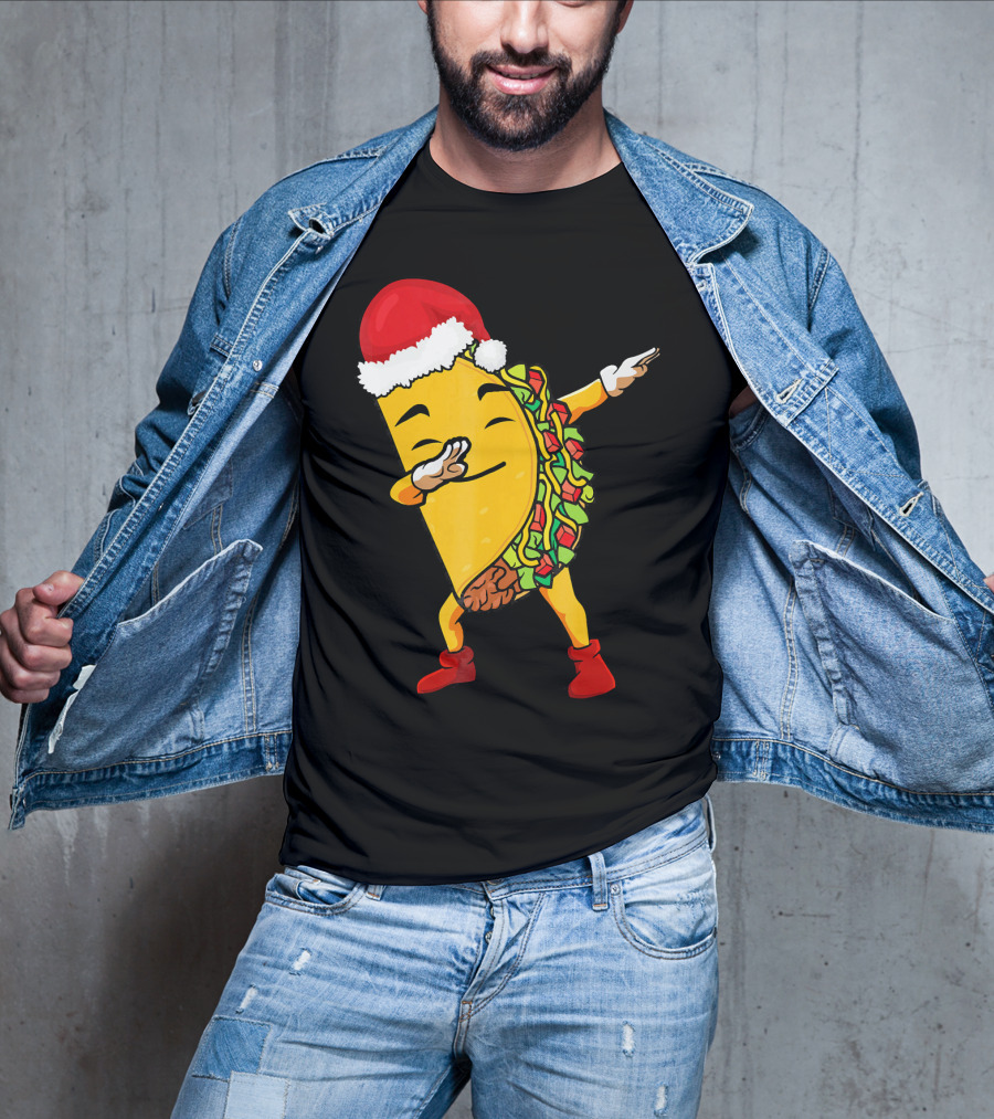 Funny Taco Santa Dabbing Christmas Matcher T-Shirt