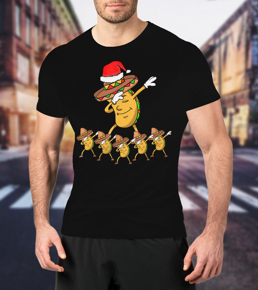 Dabbing Taco Santa Christmas Dance Party Fun T-Shirt