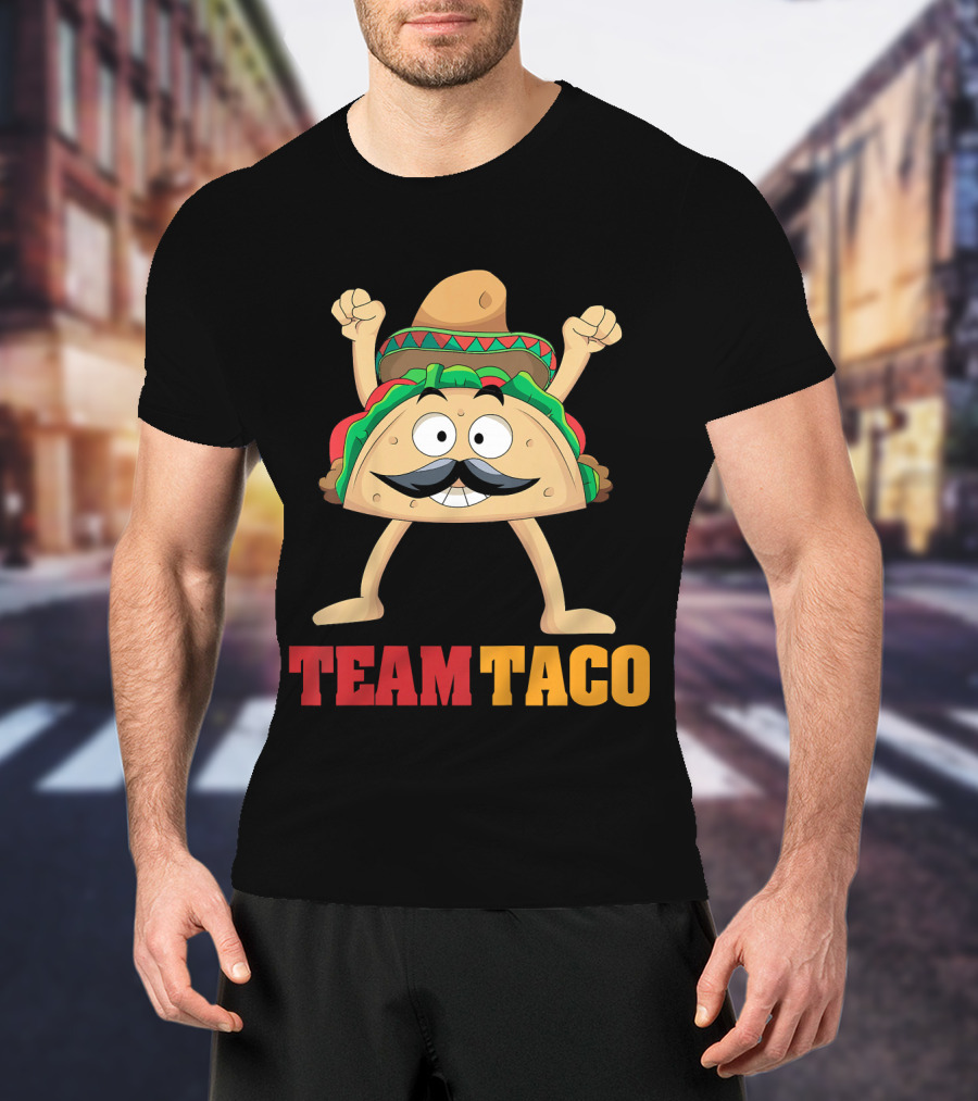Team Taco Cartoon Mustache Sombrero Enthusiastic T-Shirt