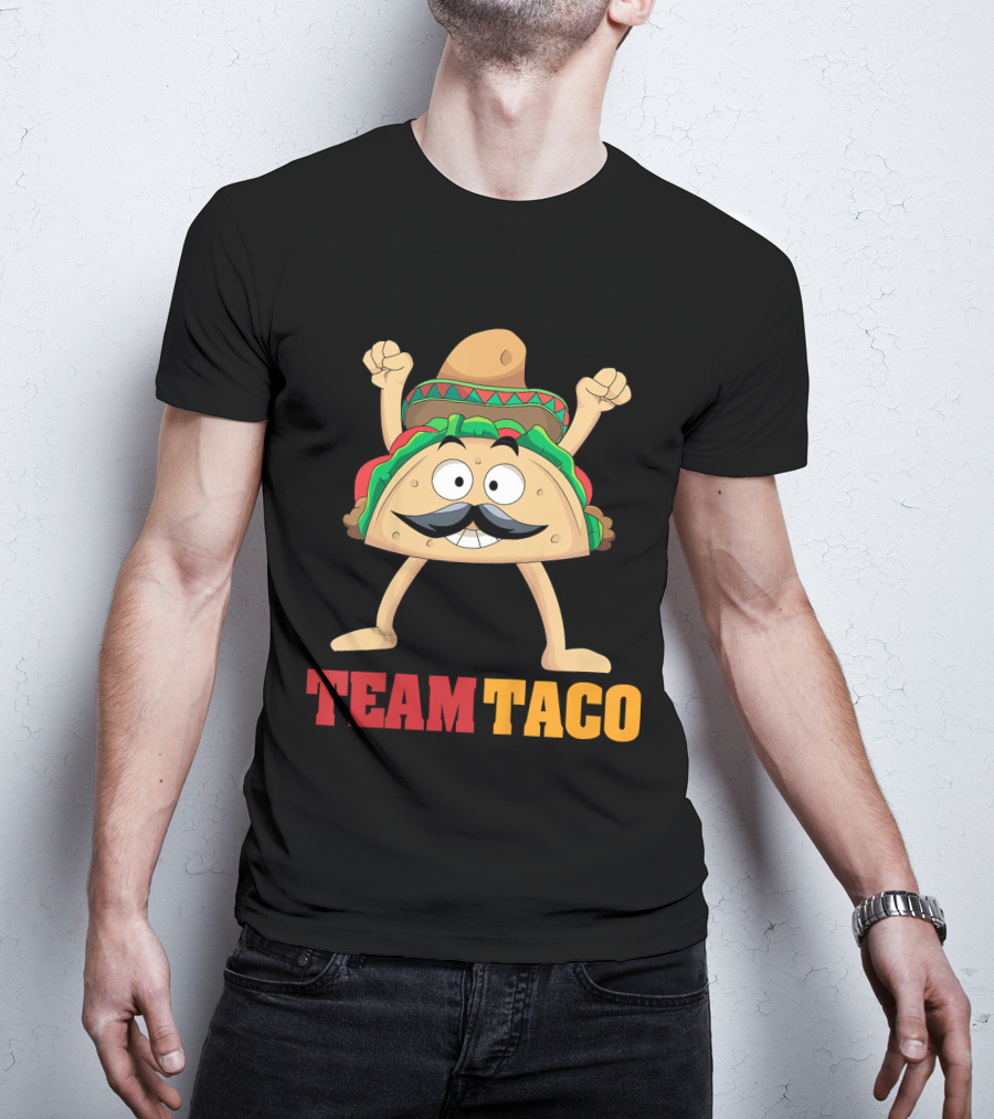 Team Taco Cartoon Mustache Sombrero Enthusiastic T-Shirt