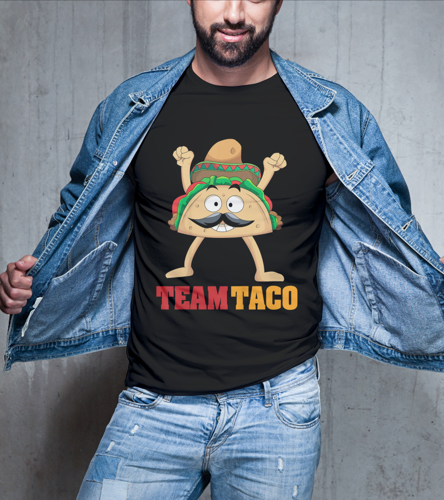 Team Taco Cartoon Mustache Sombrero Enthusiastic T-Shirt