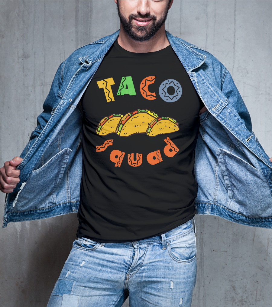 Taco Squad Colorful Lettering With Three Tacos T-Shirt