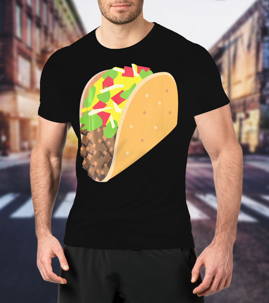 Emoji Taco Tuesday Mexican Tex Mex Torti Pixelated T-Shirt