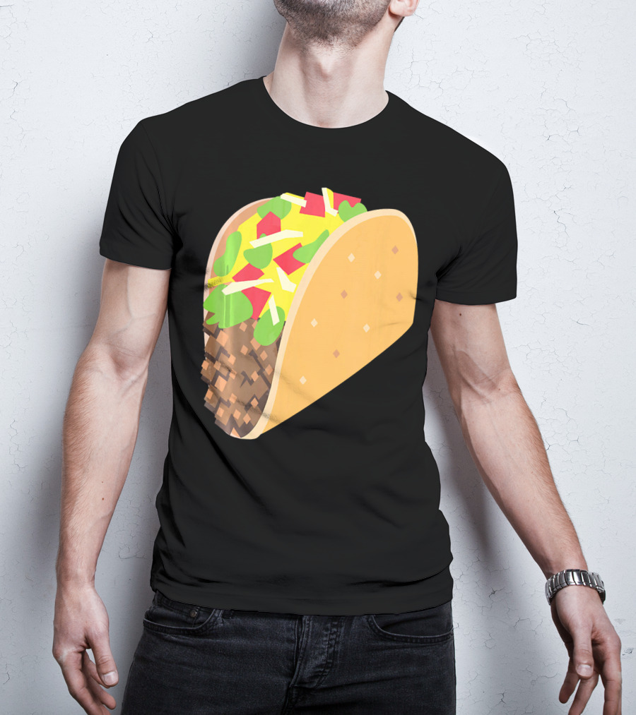 Emoji Taco Tuesday Mexican Tex Mex Torti Pixelated T-Shirt