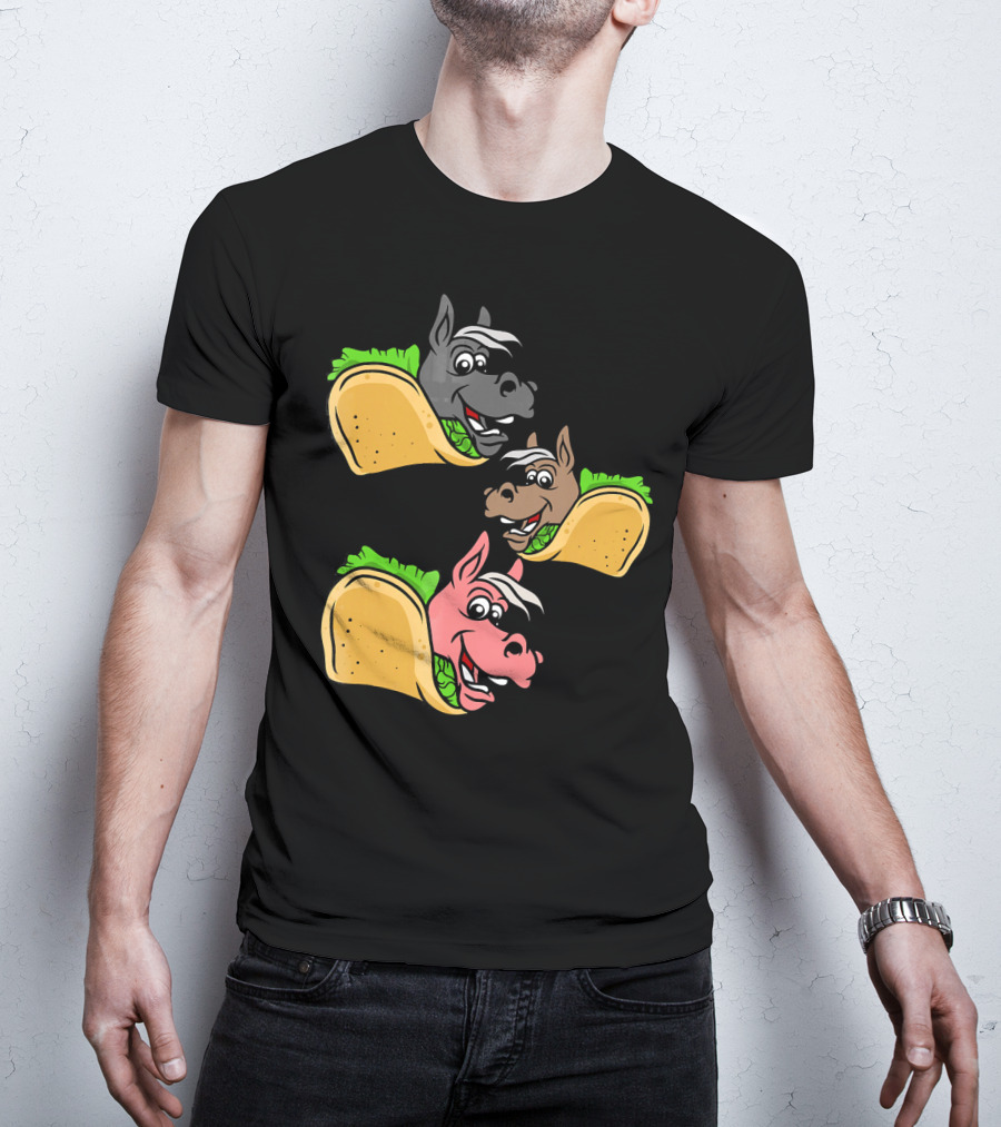 Horses And Tacos Trio Fun Faces T-Shirt