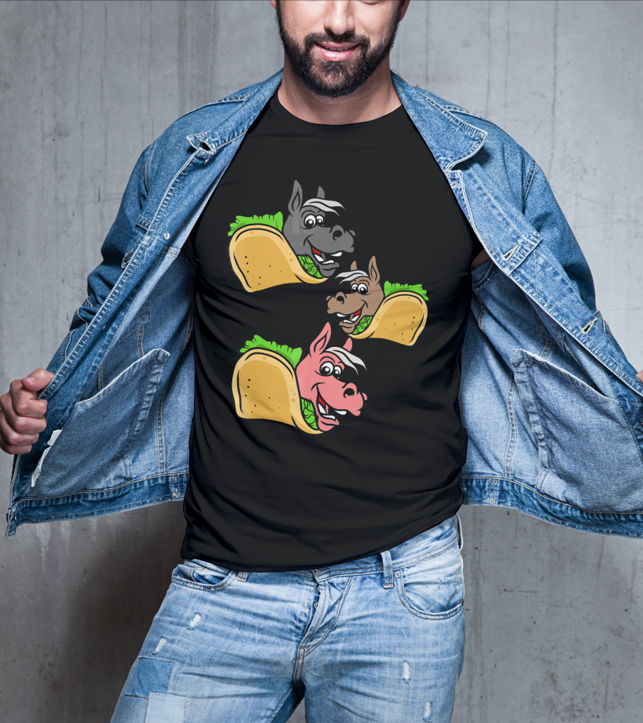 Horses And Tacos Trio Fun Faces T-Shirt