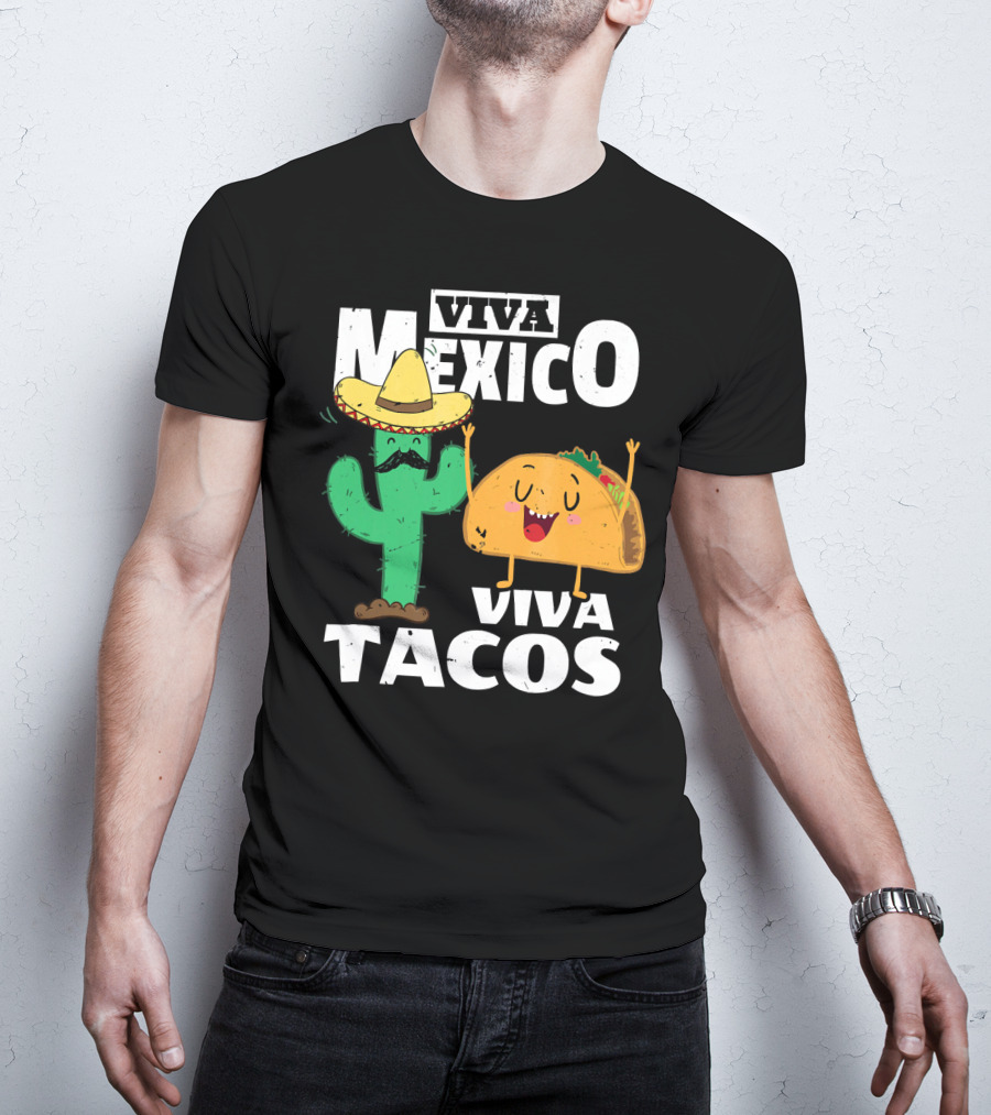 Viva Mexico Viva Tacos Cactus Sombrero T-Shirt