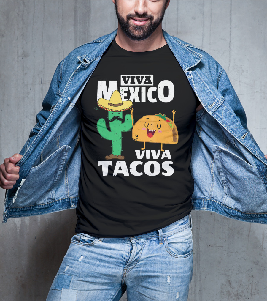 Viva Mexico Viva Tacos Cactus Sombrero T-Shirt