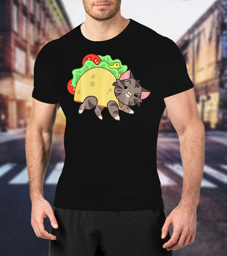 Hard Shell Tacos Cat With Lettuce And Tomato T-Shirt