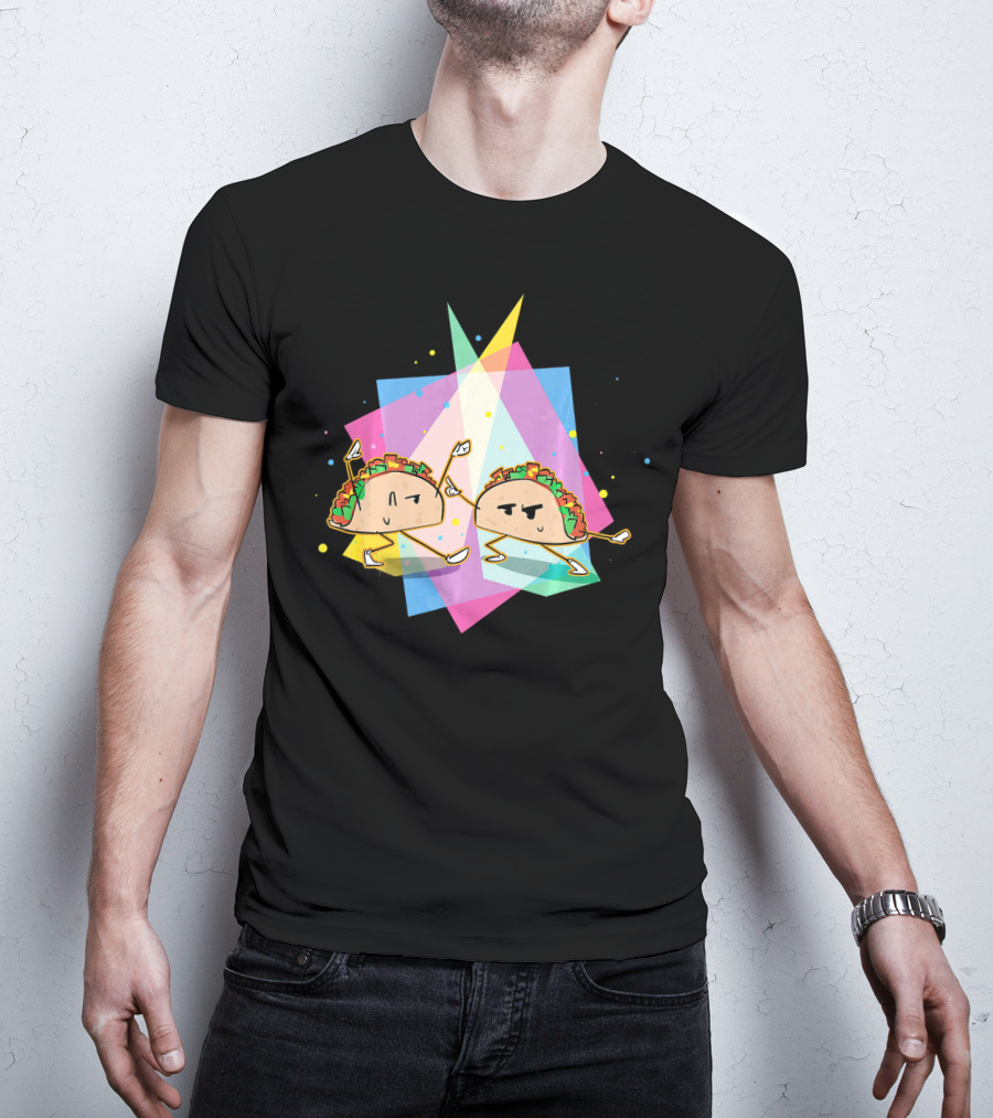 Dancing Disco Tacos Funny Taco 80s Retro T-Shirt