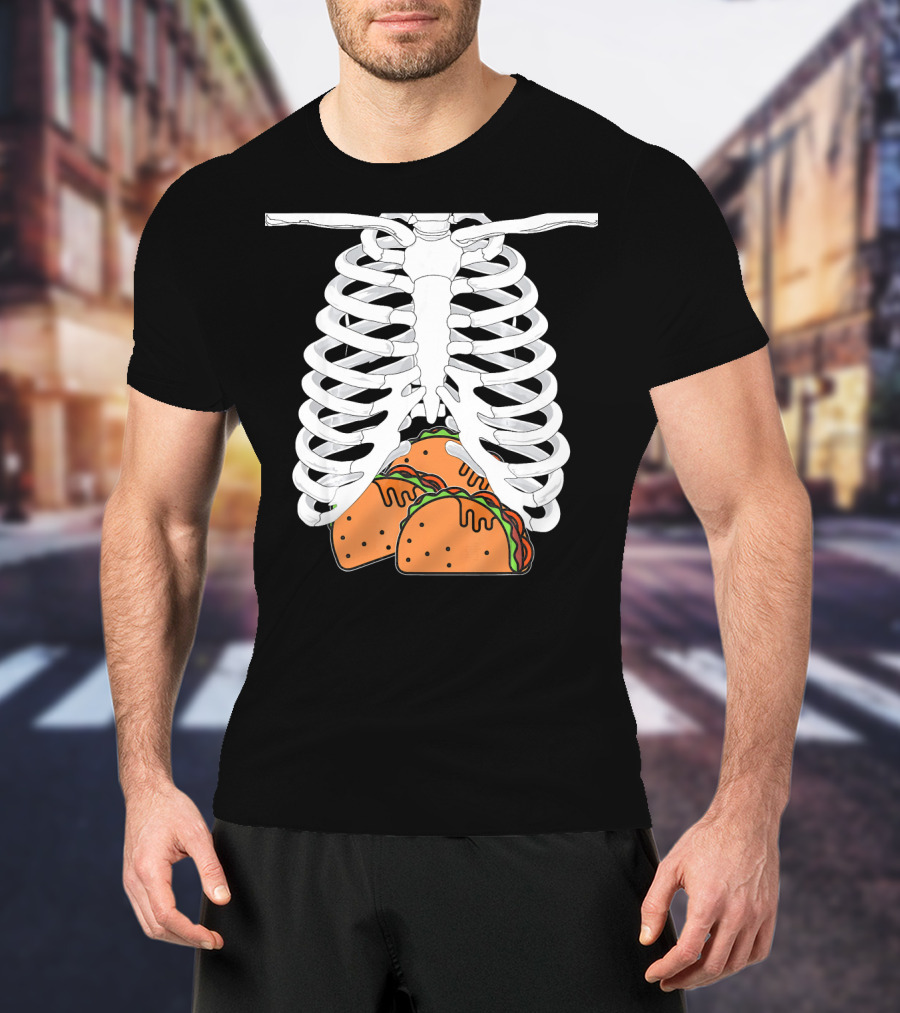 Halloween Taco Lover Skeleton Rib Cage Food Humor T-Shirt