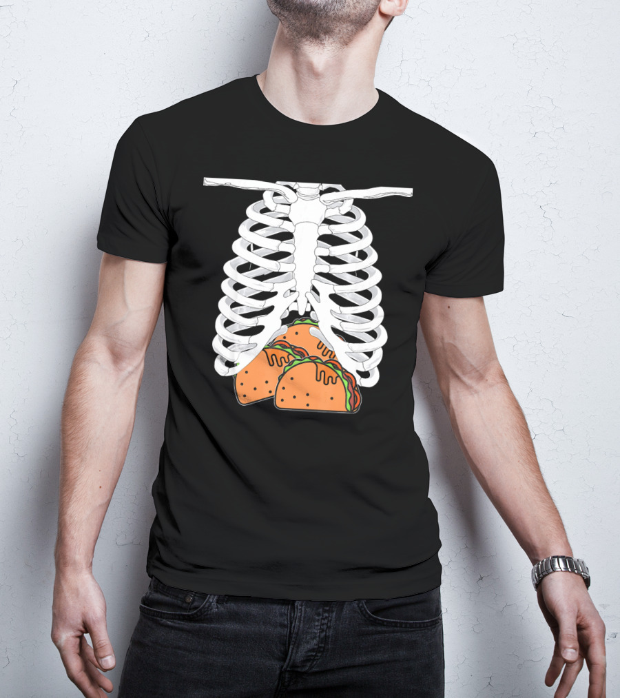 Halloween Taco Lover Skeleton Rib Cage Food Humor T-Shirt