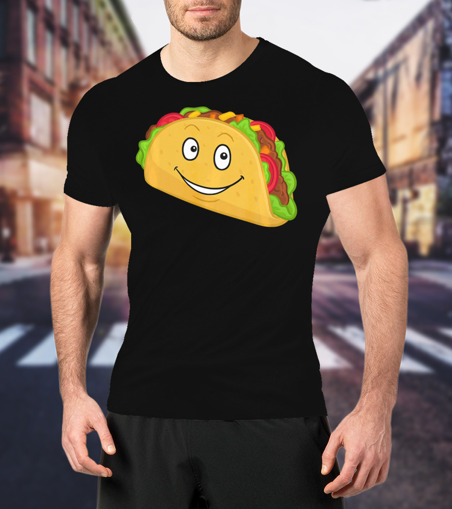Happy Taco Snack Emoticon Face T-Shirt
