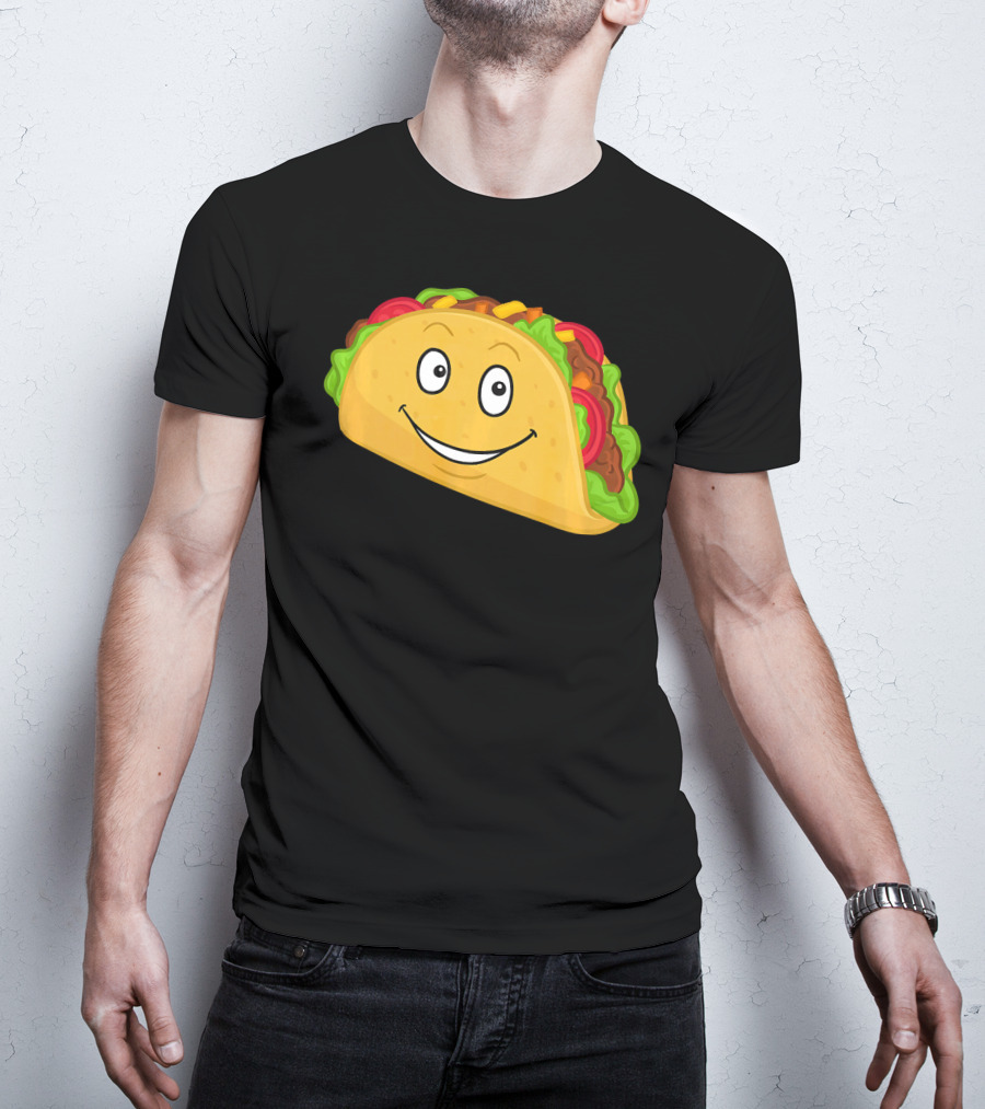 Happy Taco Snack Emoticon Face T-Shirt