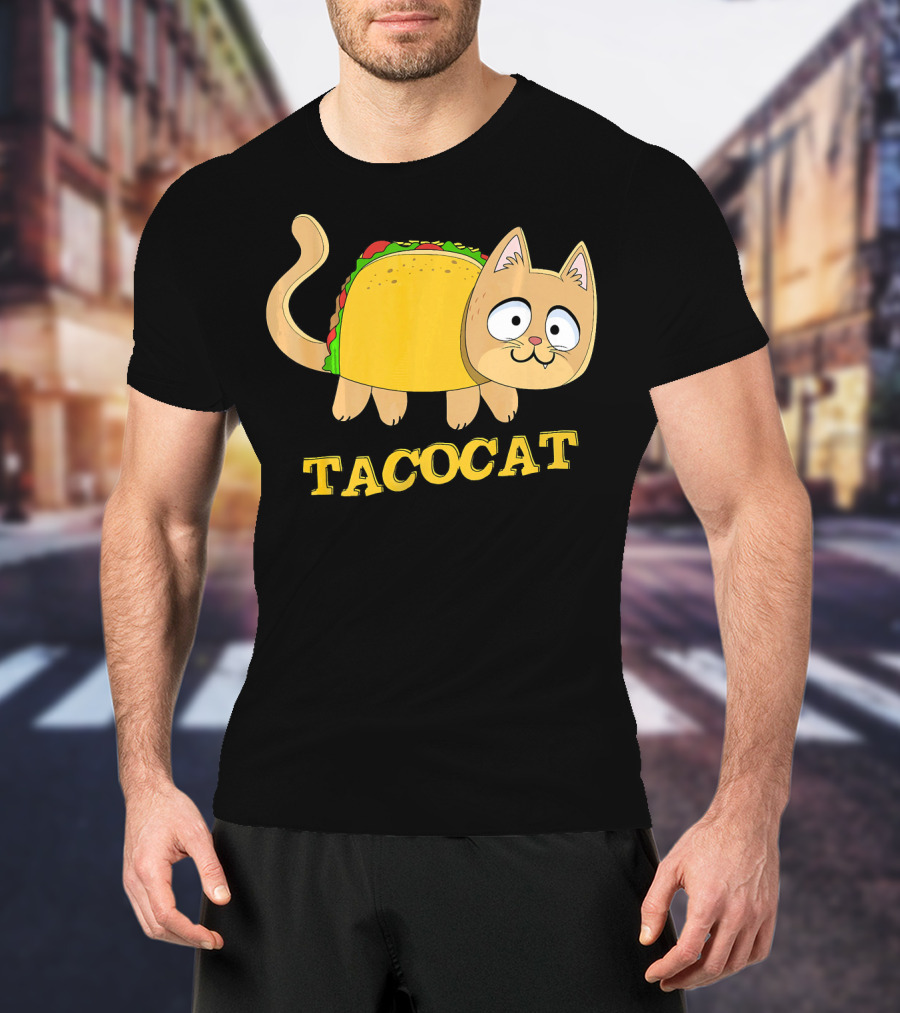 TACOCAT Palindrome Cute Cartoon Funny Cat With Taco Body T-Shirt