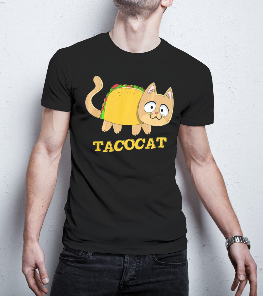 TACOCAT Palindrome Cute Cartoon Funny Cat With Taco Body T-Shirt