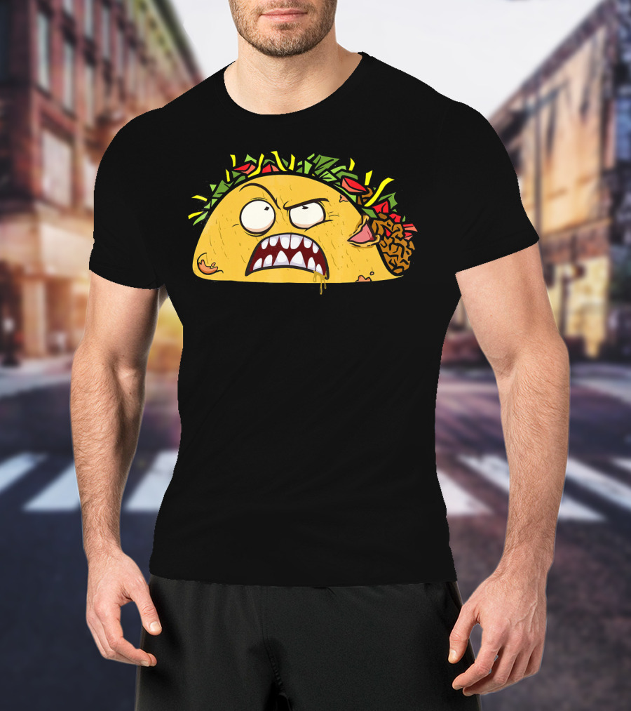 Funny Scary Zombie Tacos Face T-Shirt