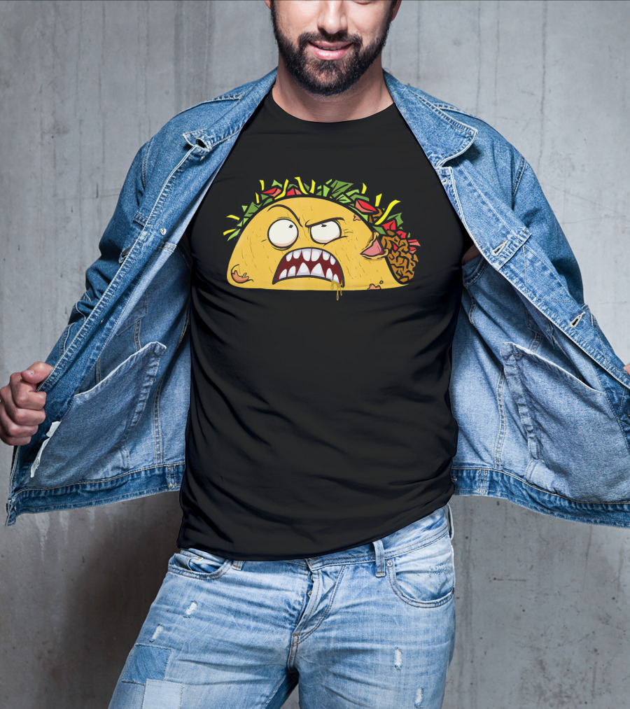 Funny Scary Zombie Tacos Face T-Shirt