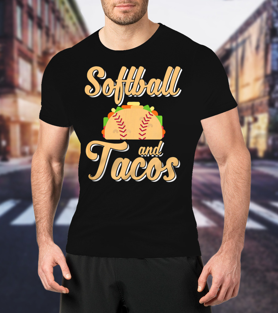 Softball And Tacos Cute Novelty T-Shirt