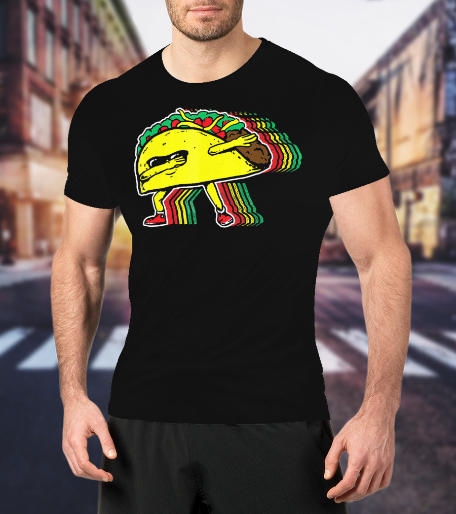 Dabbing Taco With Retro Multicolor Vibe T-Shirt