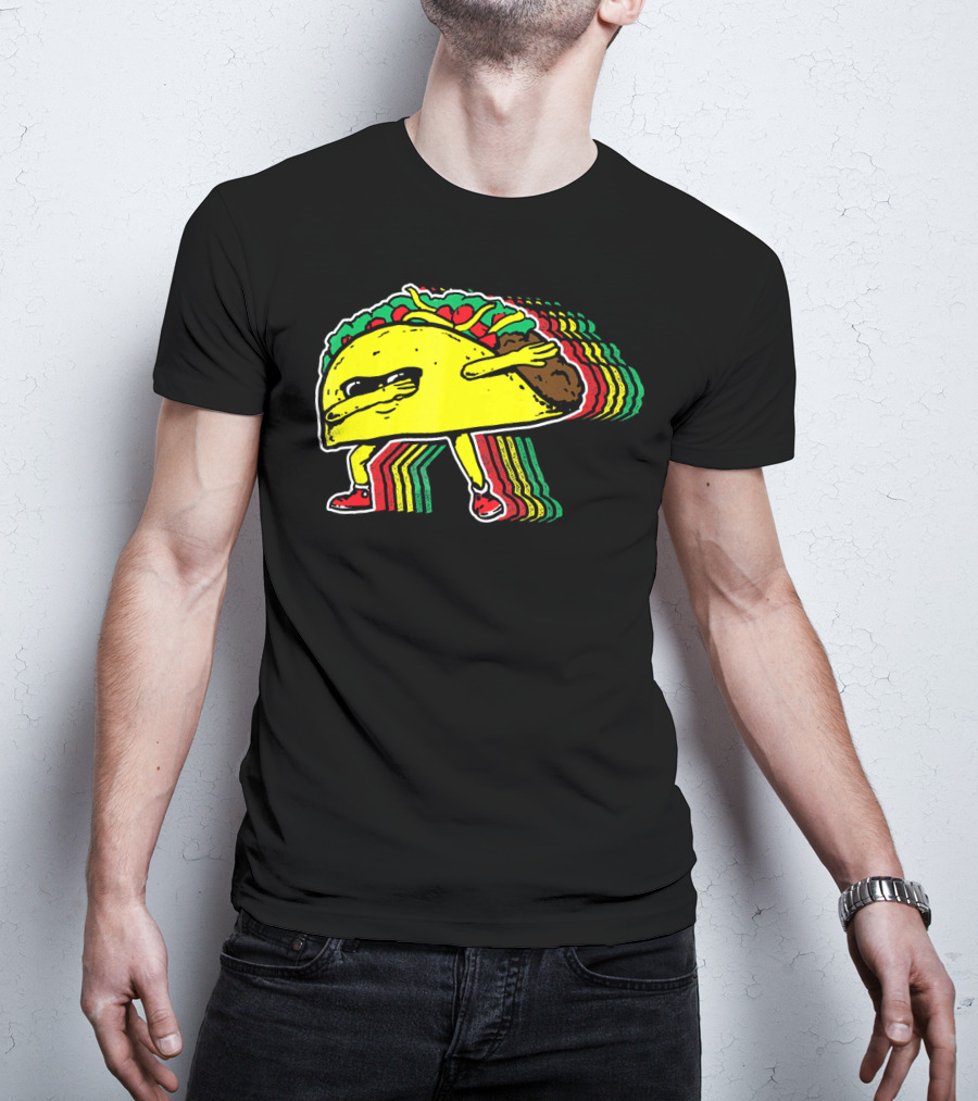 Dabbing Taco With Retro Multicolor Vibe T-Shirt