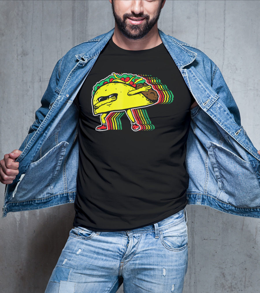 Dabbing Taco With Retro Multicolor Vibe T-Shirt