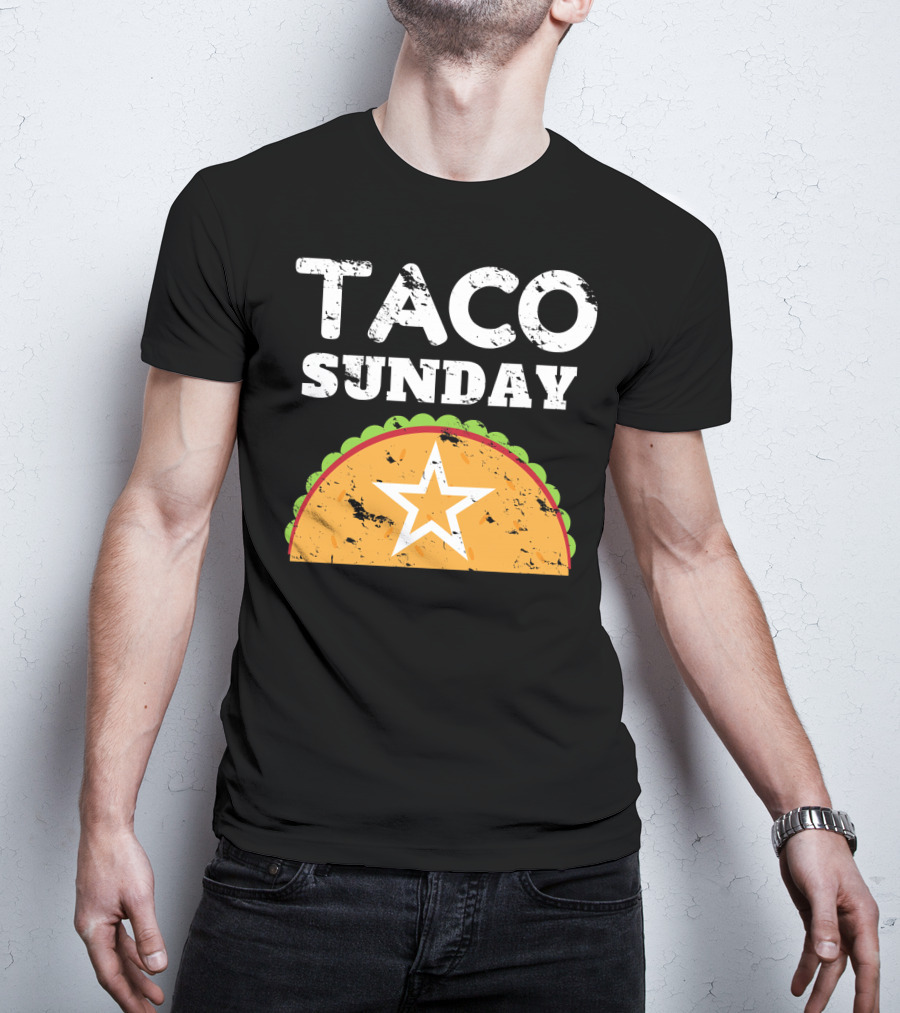 Taco Sunday With Star Inside Crunchy Shell Ribbed Edge T-Shirt