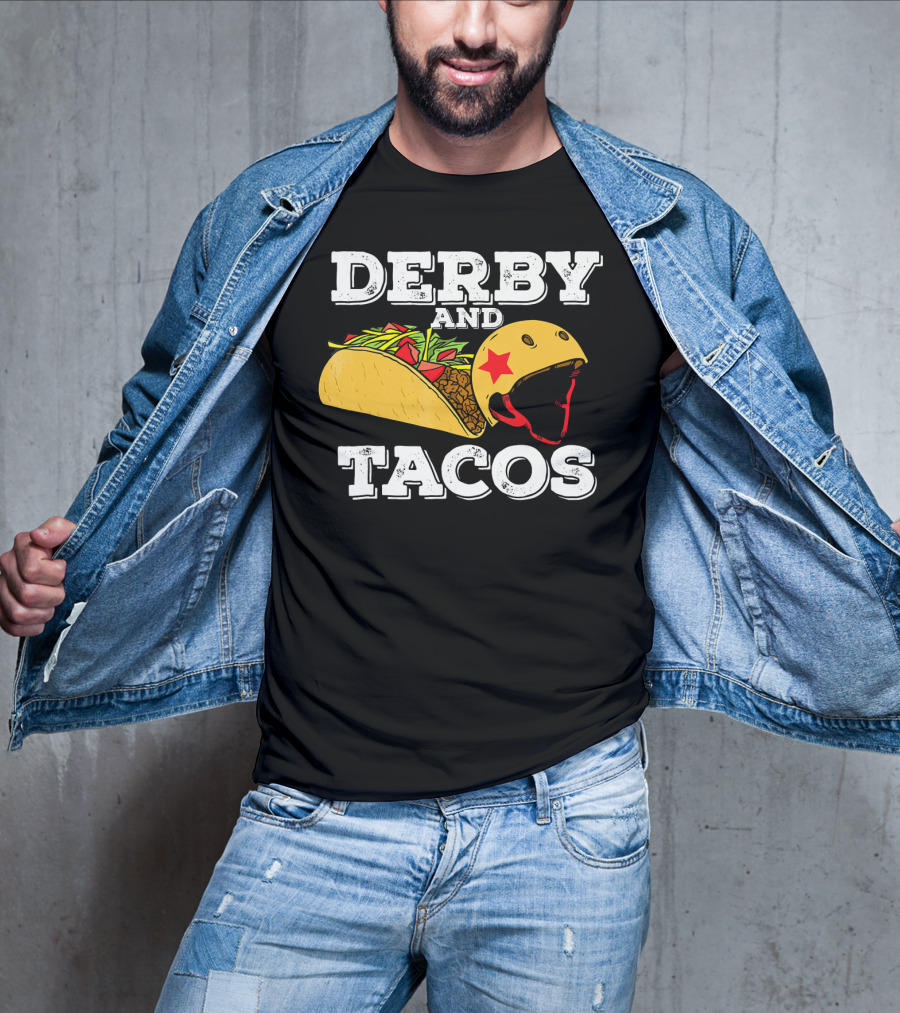 Derby And Tacos Helmet With Star And Taco Filling T-Shirt