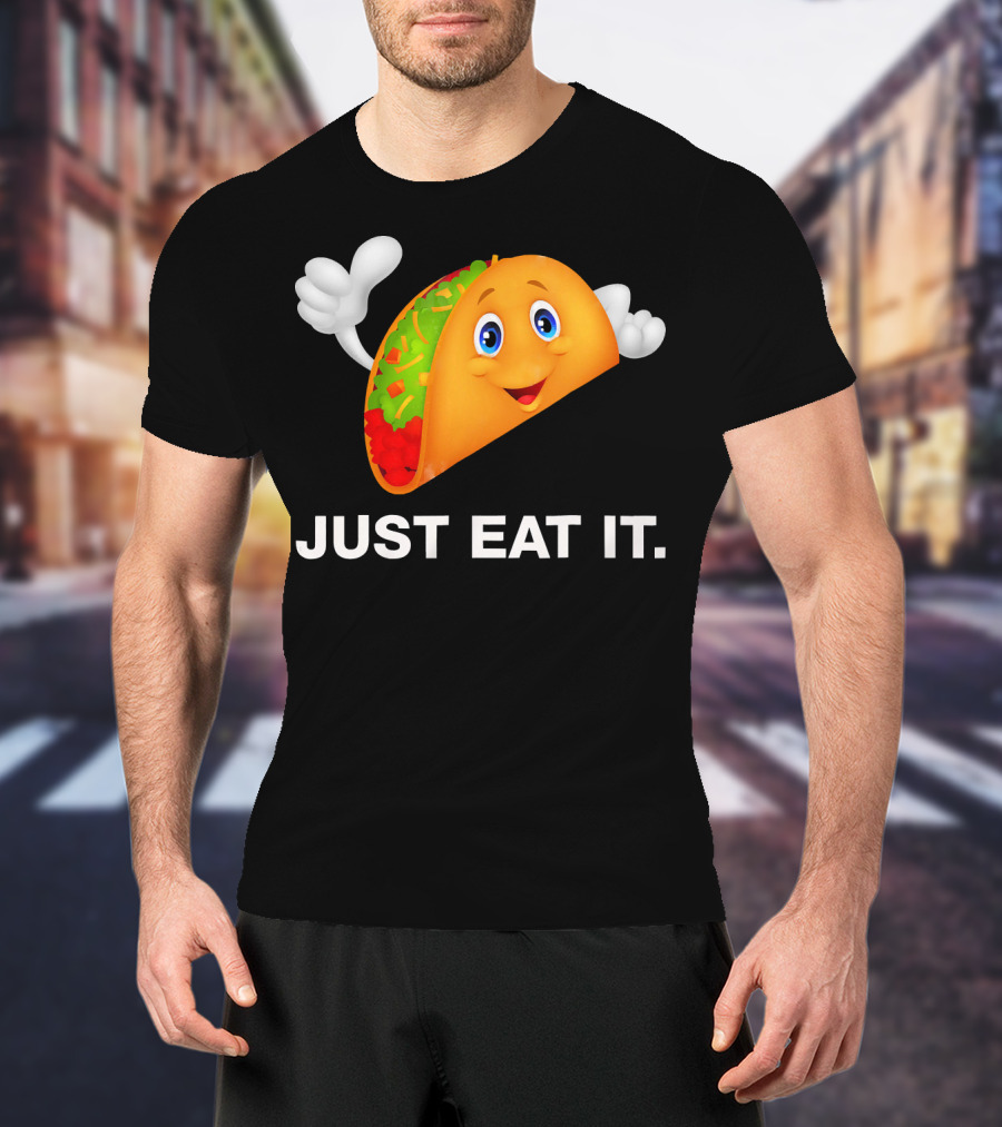 Just Eat It Taco Cartoon Emoji With Hands T-Shirt