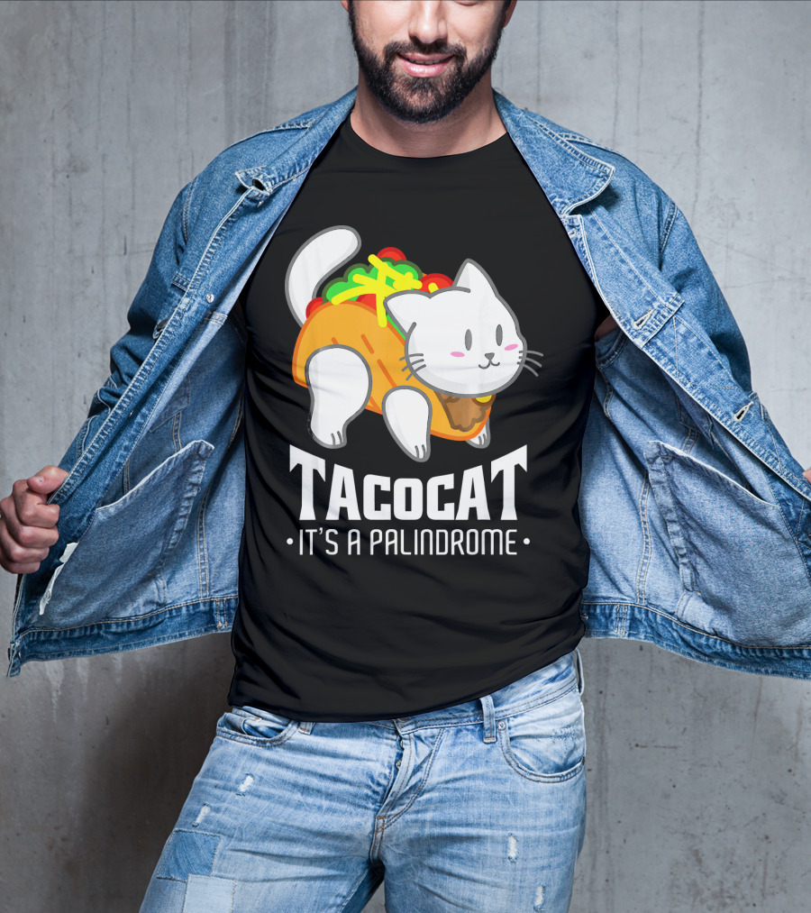 Tacocat It's A Palindrome Cute Funny Taco Cat Lover T-Shirt