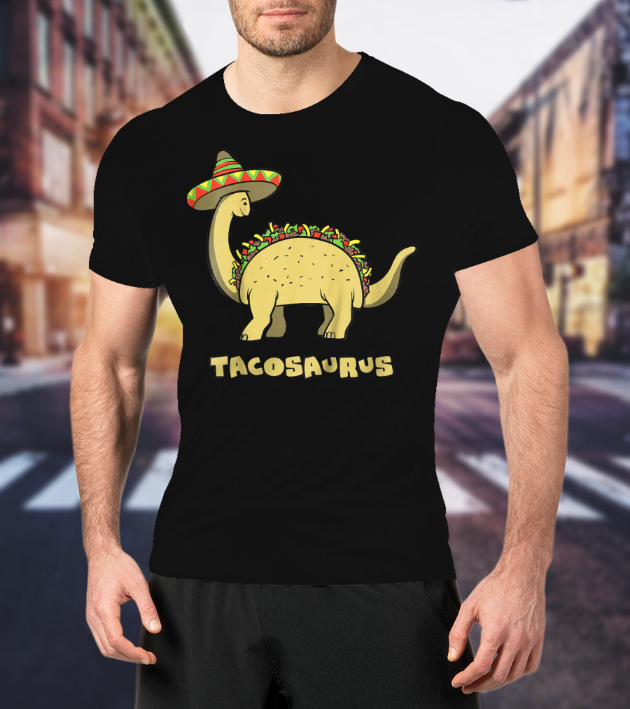 Kids Funny Tacosaurus Dinosaur With Sombrero Hat T-Shirt