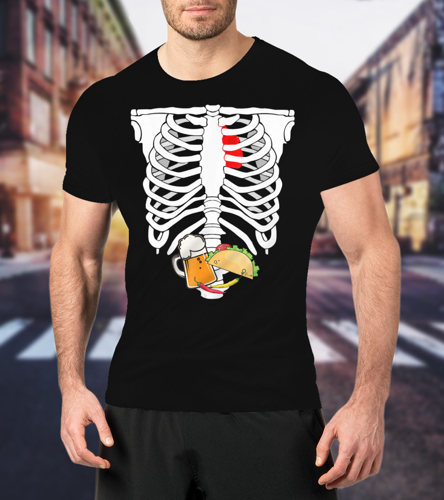 Skeleton X-Ray Taco Beer Unis T-Shirt